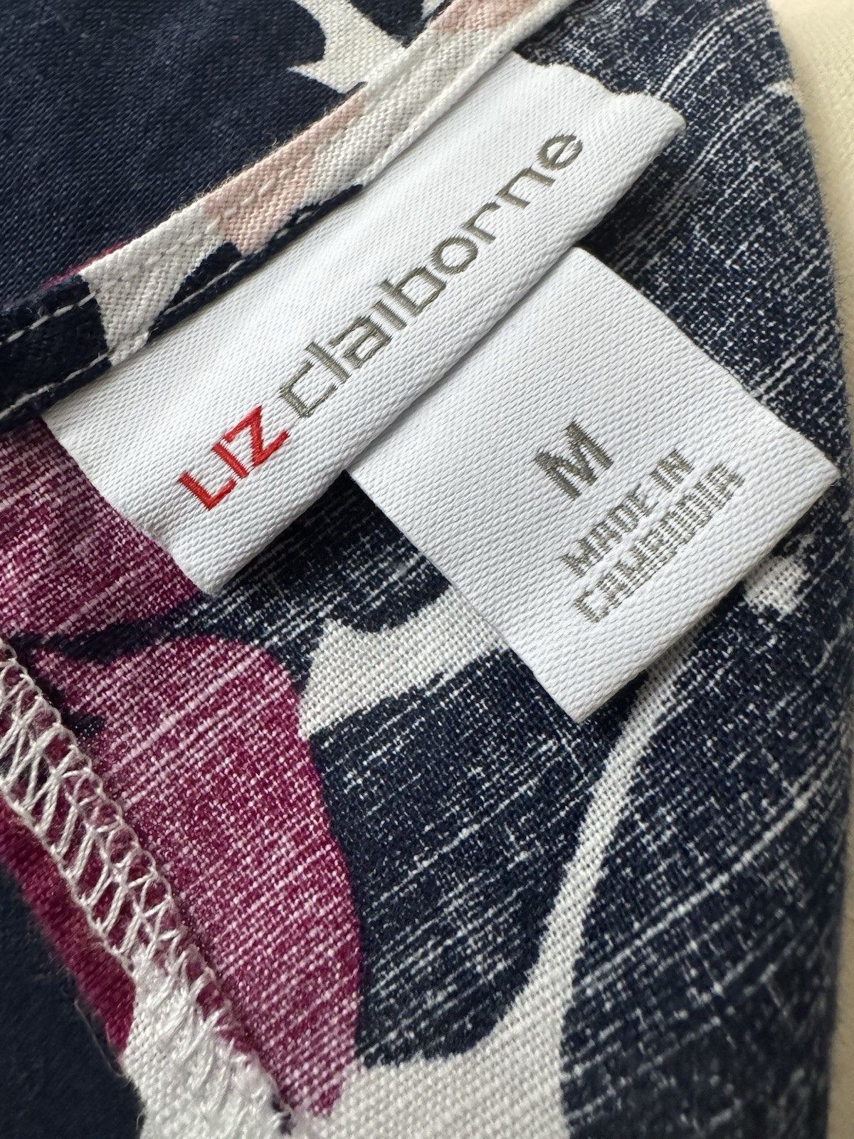 Liz Claiborne Linen Sheath ~ Bold Navy Floral ~ Size Medium ~ NWOT!