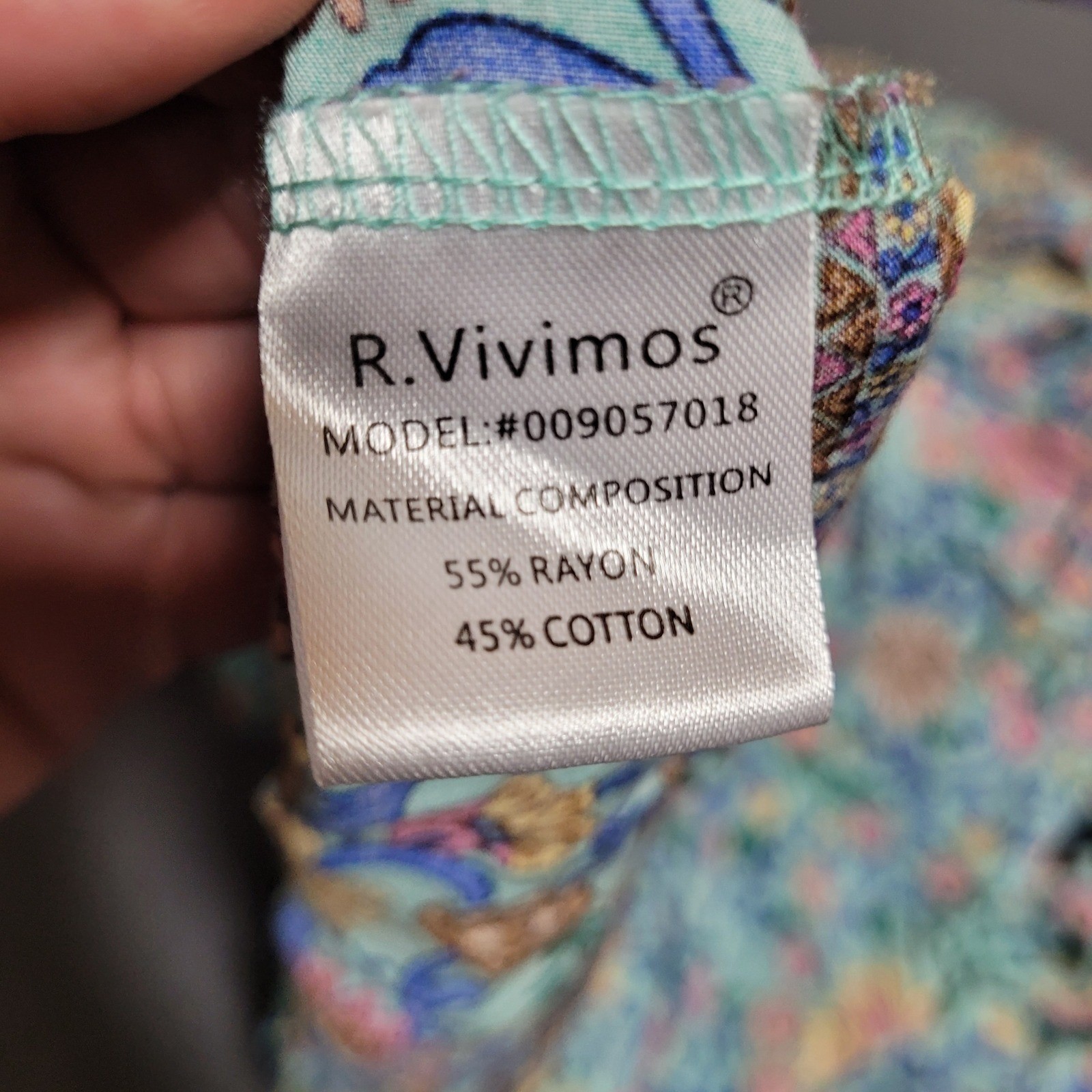 R Vivimos Turquoise Prarie Floral Print Maxi Dress boho Hippie Cottagecore Sz S