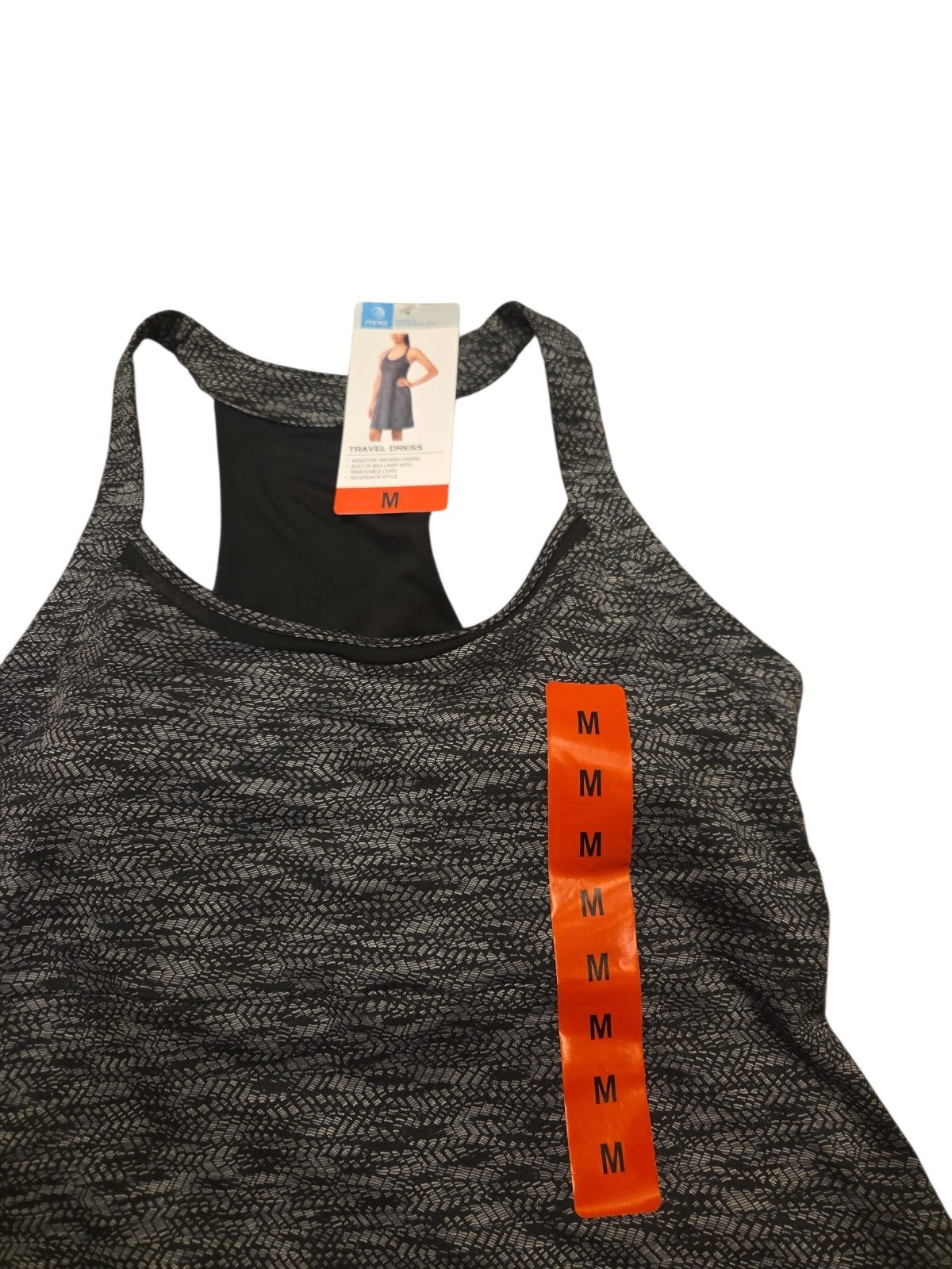 MPG Mondetta Travel Dress Womens Medium M Gray Space Dye Knit Built-In Bra NWT