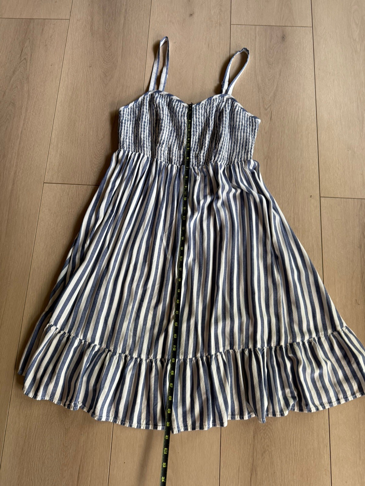 Torrid Blue White Striped Summer Adjustable Straps Smocked Dress Plus Size 1