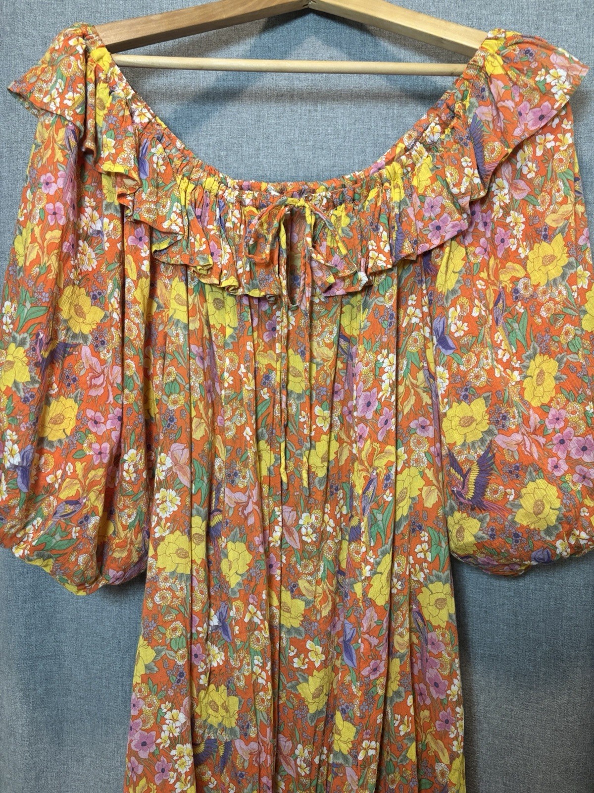 Spell & the Gypsy Collective Floral Dress Vibrant, Orange, Yellow Botanical