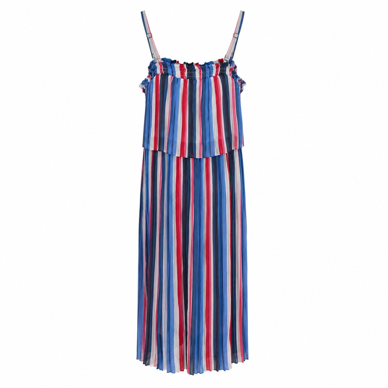 NWT Lane Bryant Pleated Striped Maxi Dress Blue Pink White Women’s Size 18/20P