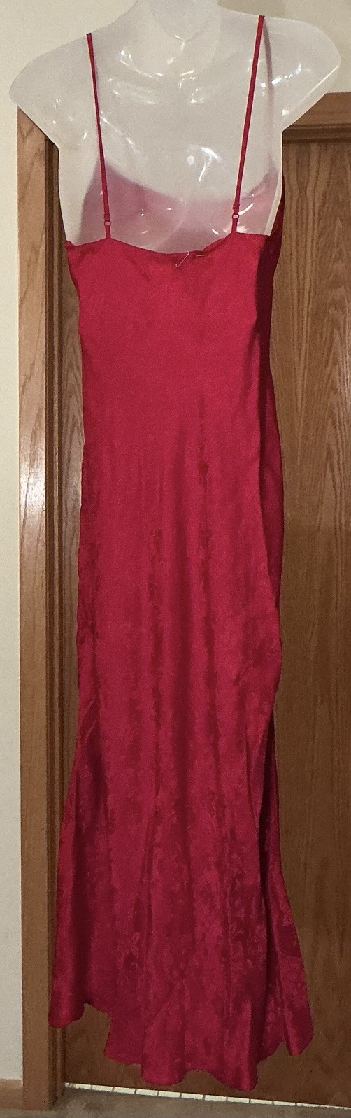 Vtg August Silk Intimates 100% silk, Red Slip Dress Bias-Cut Long Gown Chemise S