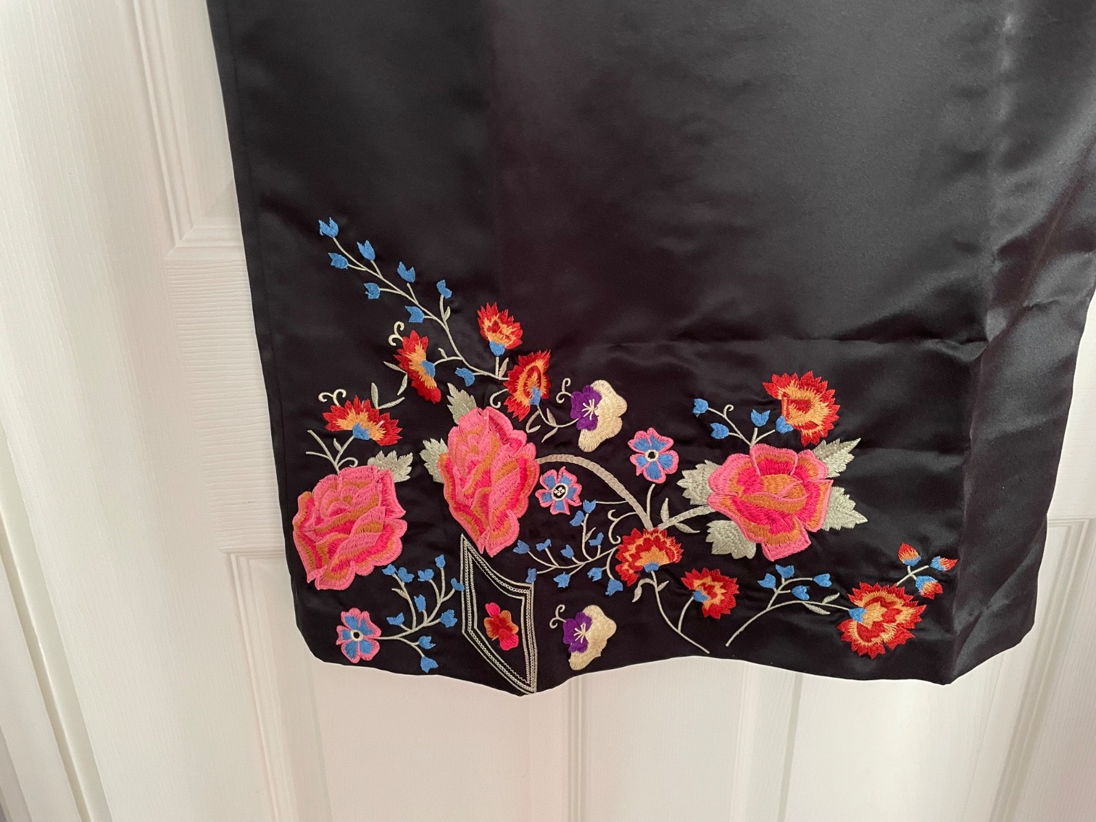 Black embroidered chinese style dress
