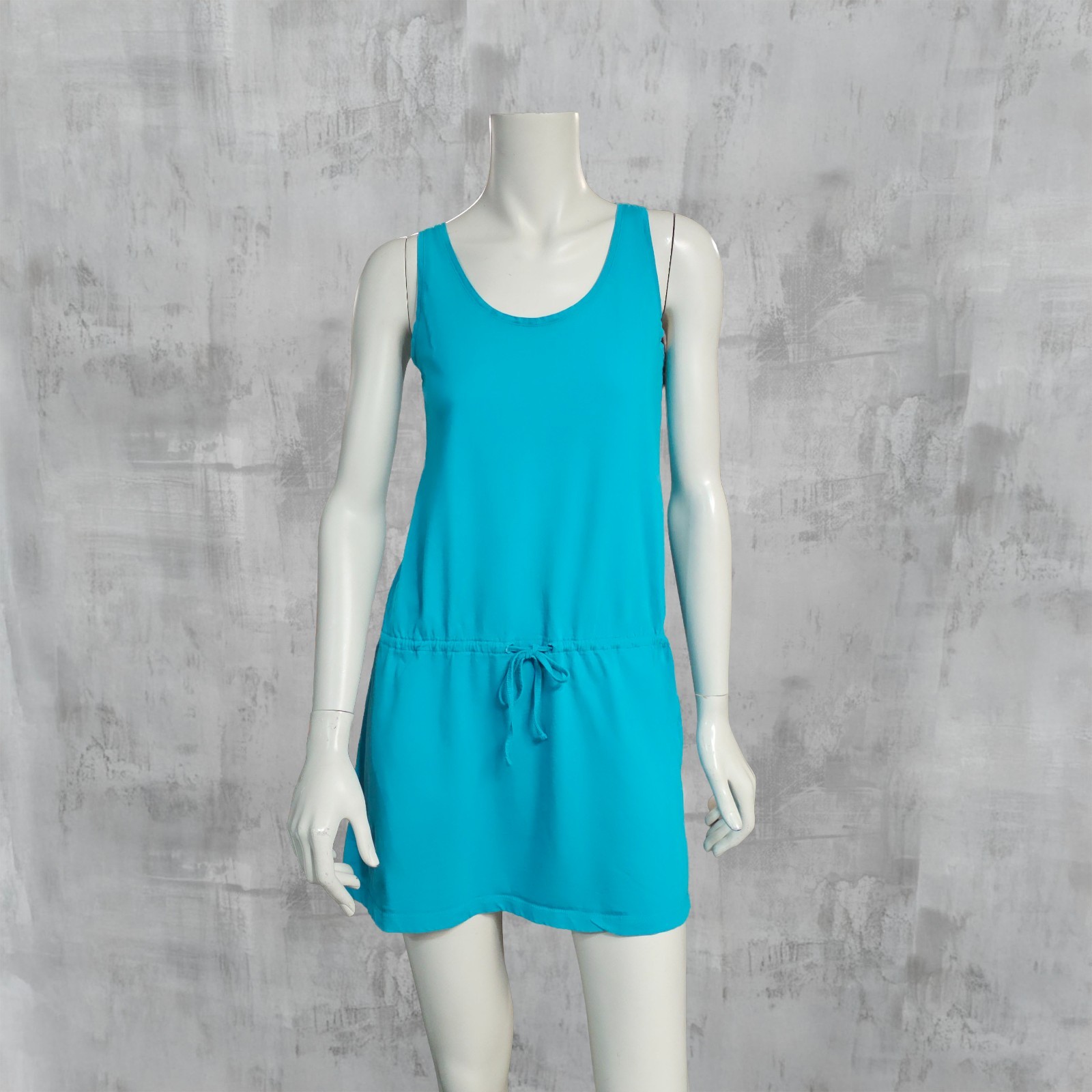 La Redoute Turquoise Sleeveless Mini Dress Cotton Drawstring Casual Size 12 4081