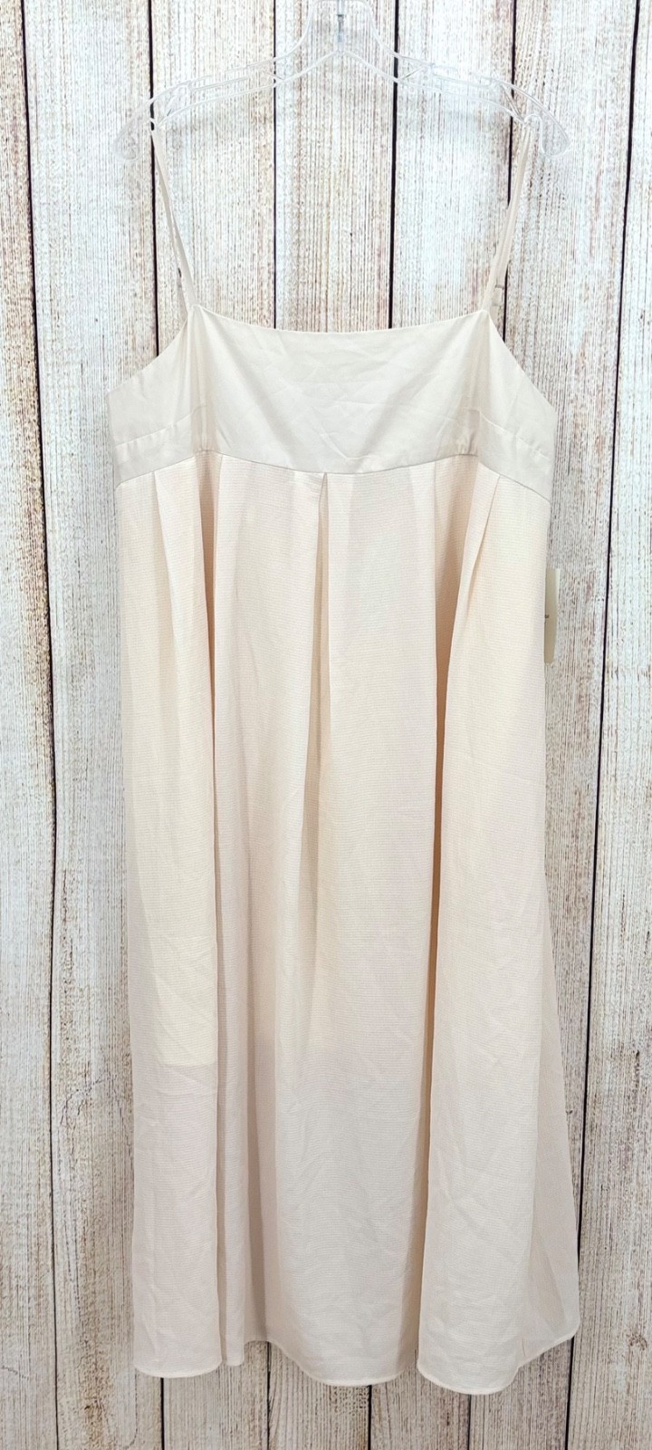 Böhme Genevieve Ivory Midi Dress XL NWT Empire Waist Pleated Spaghetti Strap