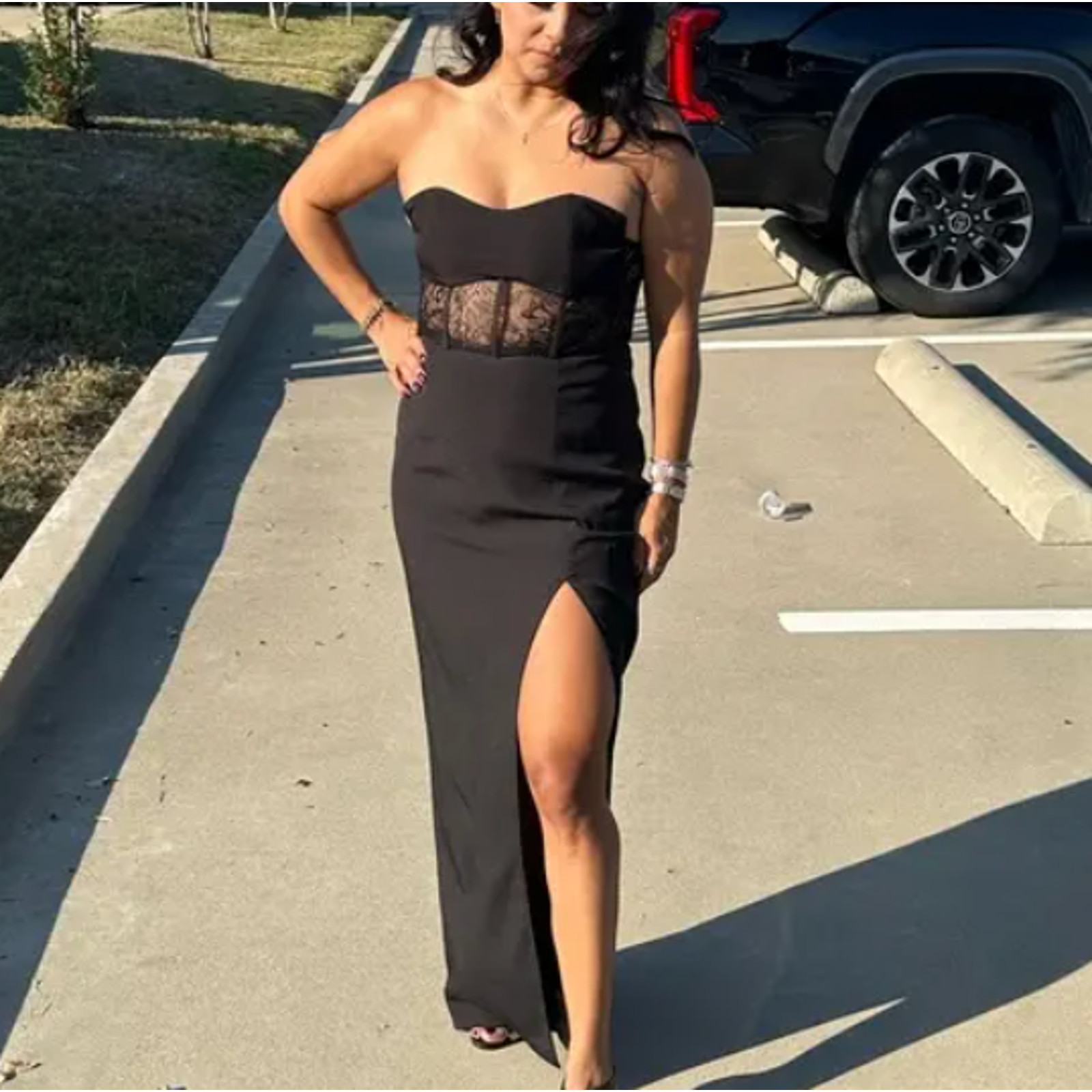 Elle Zeitoune Black Strapless Gown SMALL Bodycon Corset Bustier Designer $390
