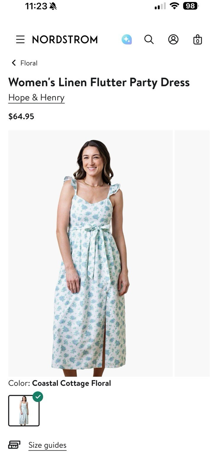 Hope & Henry Floral Linen Flutter Party Dress – sz 8 – orig $65