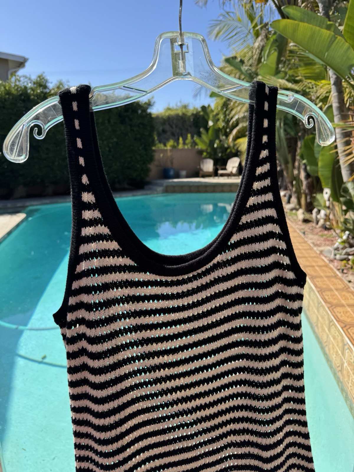 4th + Reckless knit Maxi Dress Large Striped Black Cream