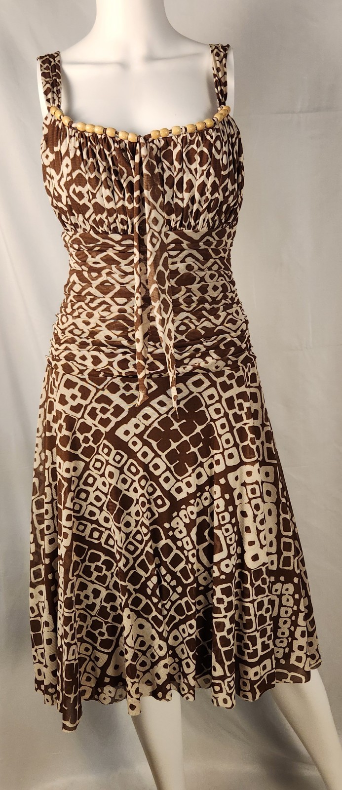 Sangria Drop Waist Boho/Mesh/ Y2K/Indie/Hippie Dress Beaded Neckline 10 NWT