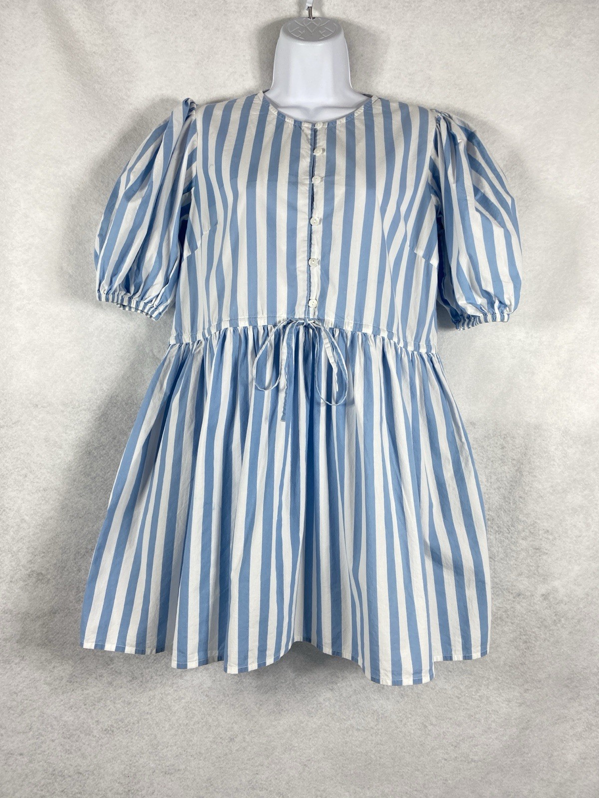 Livro Shirt Dress Women’s Small Blue White Mini Striped Poplin Preppy Cotton