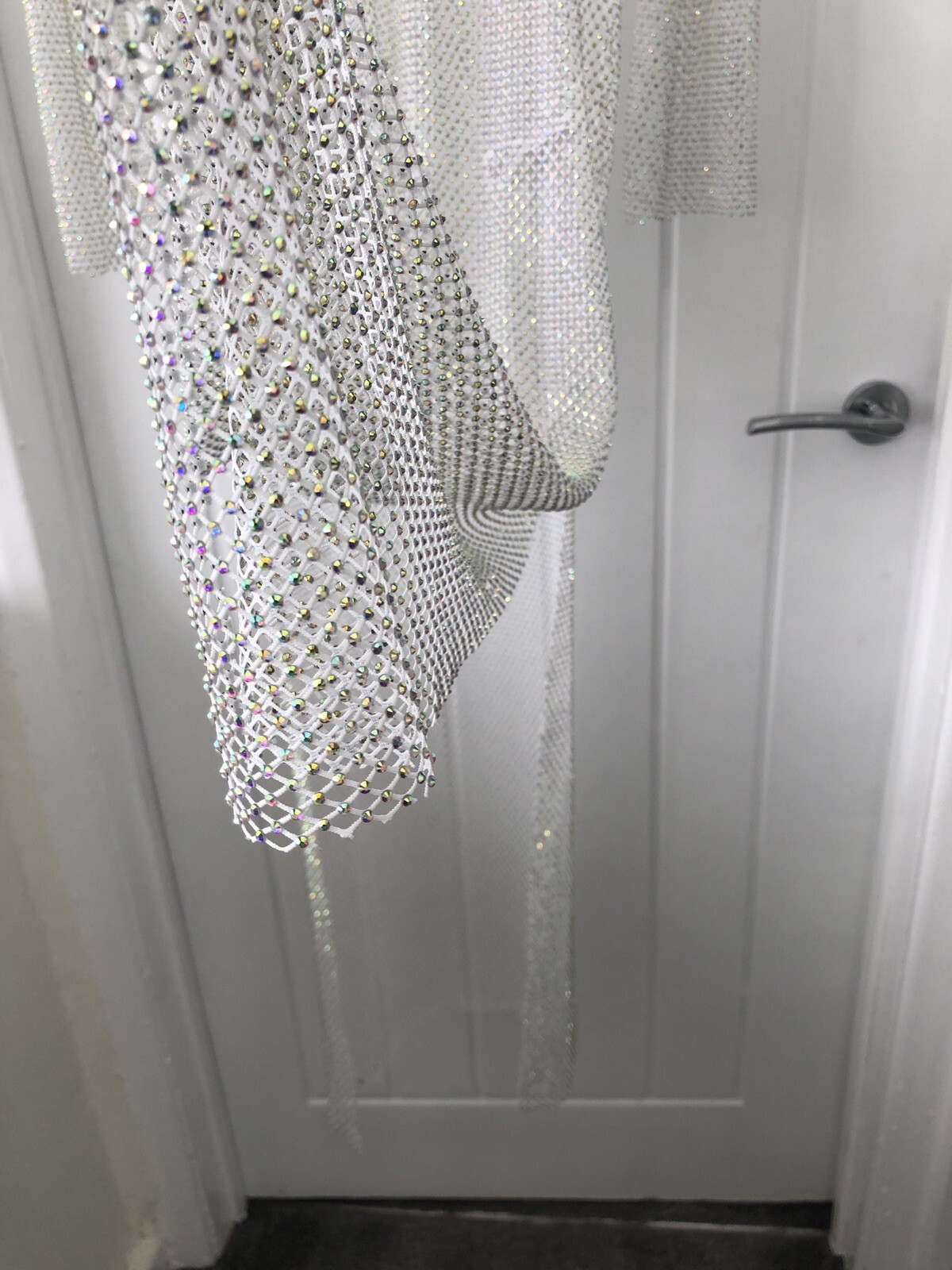 £120 ZARA SILVER RHINESTONE MESH midi maxi bodycon DRESS XS S 8 10 12 Cover Up