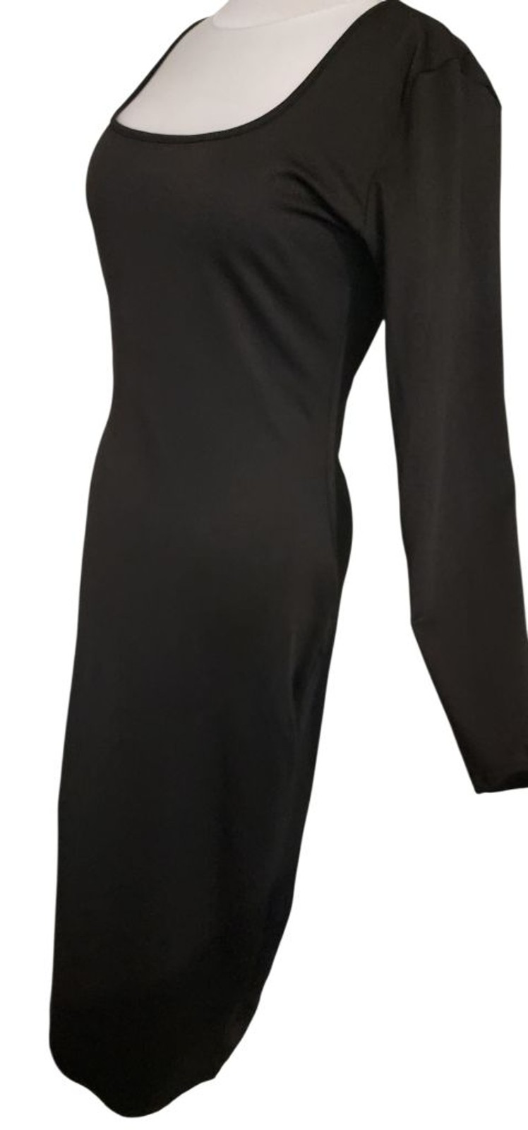 2XL Black Long Sleeve Maxi Dress Square Neck Bodycon Costume Formal Stretch