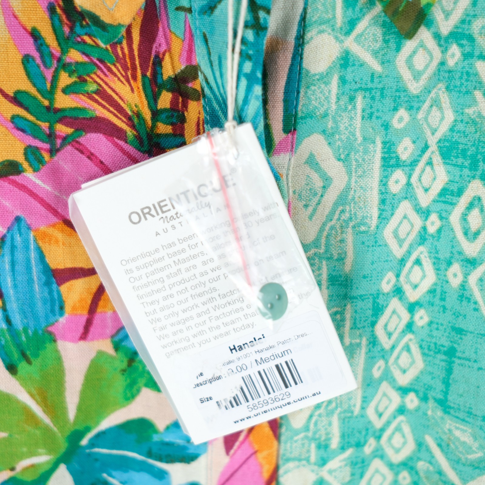 Orientique Collared Patchwork Midi Dress HANALEI Print (#91001) Size US M/ UK 14
