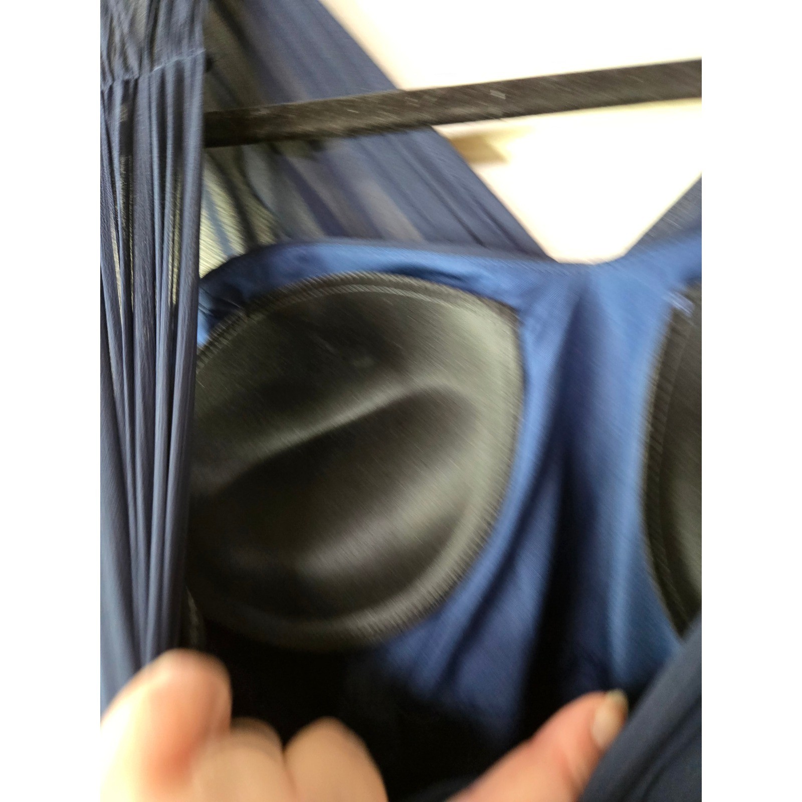 Watters & Watters Navy Blue Draped Chiffon Formal Gown Dress womens 14