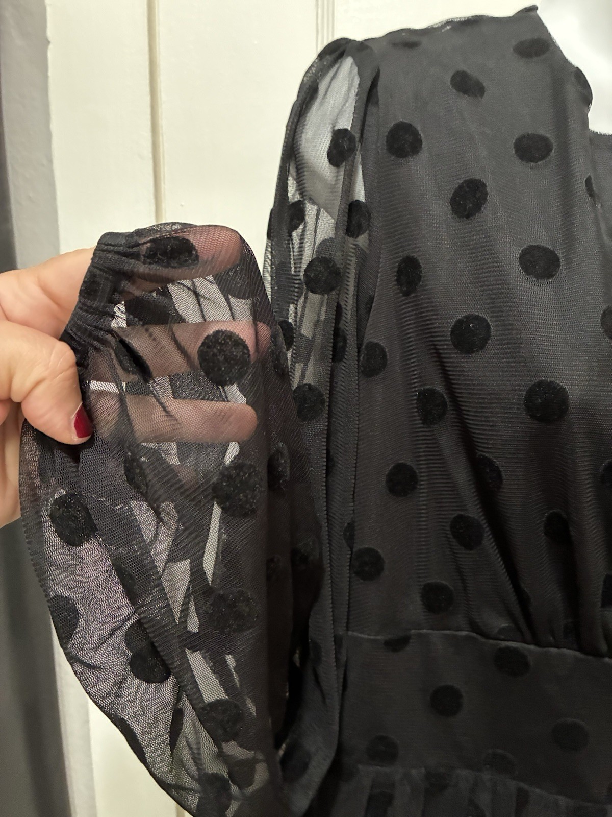 BODEN Black Polka Dot Sheer Mod Retro Dress LBD UK14 US 10 M L