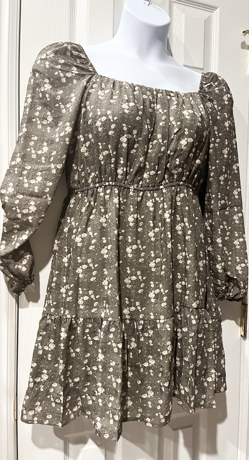 And Now This Trendy Plus Size Peasant Mini Dress – 1X – Oregano- NWT -$54 Retail