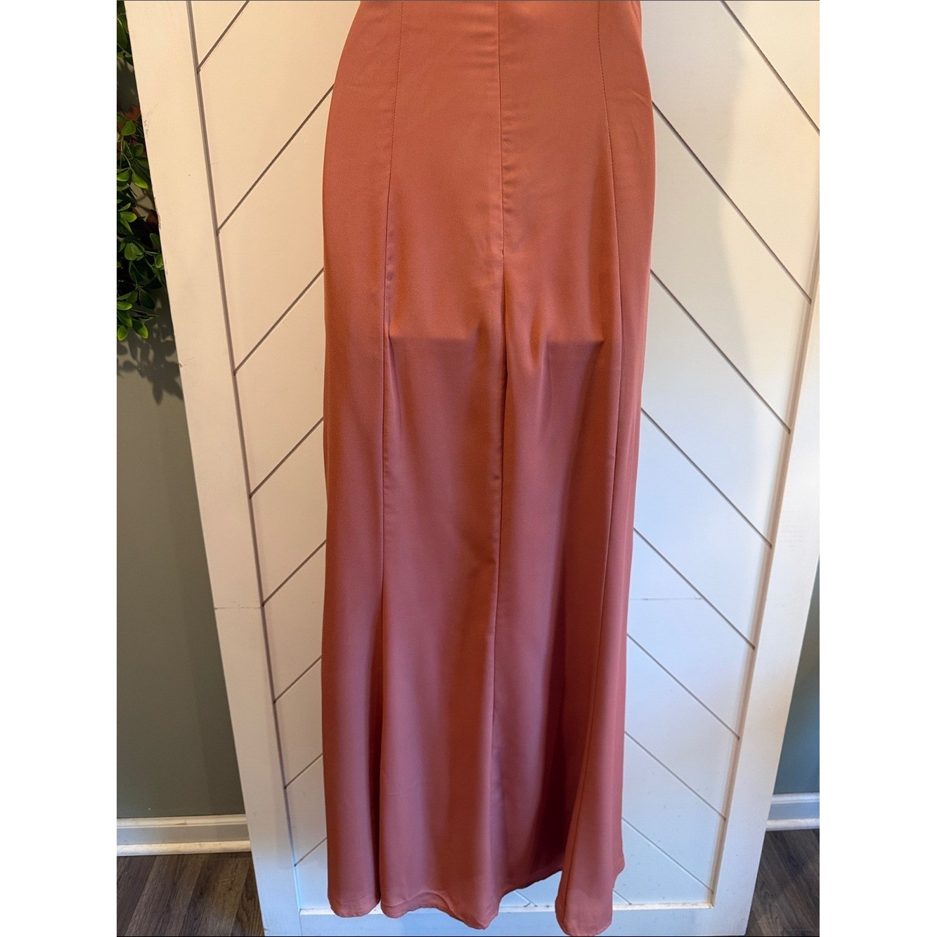 NWT-Mikaila Rusty Rose Cowl Neck Ruched Column Maxi Dress