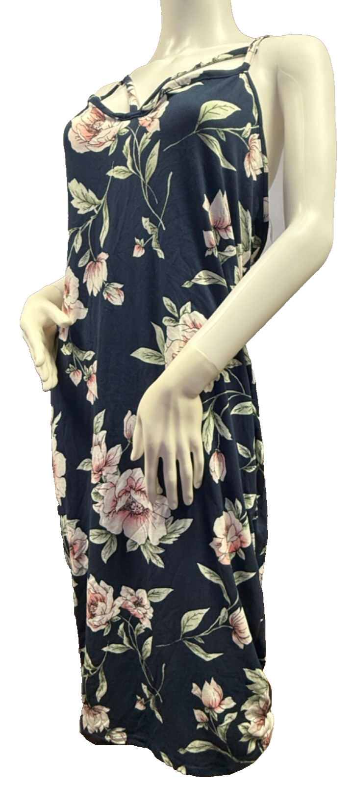 Love Chesley Navy Blue with White & Pink Floral Dress
