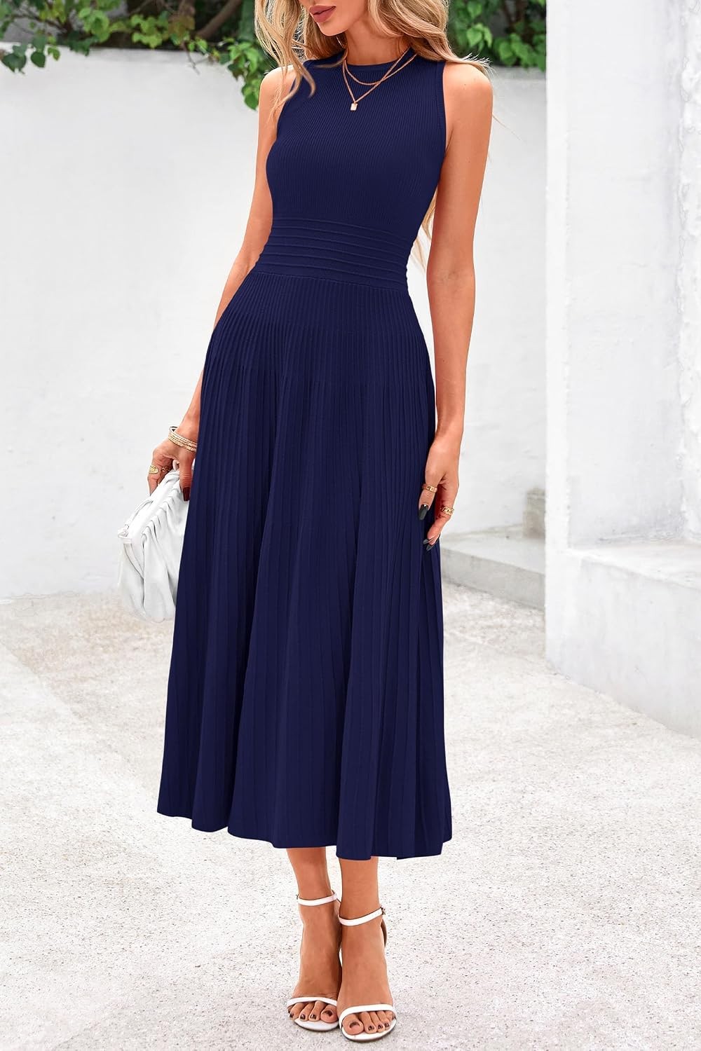 Spring Casual Dresses for Women 2026 Summer Business Work Midi Sleeveless A Line