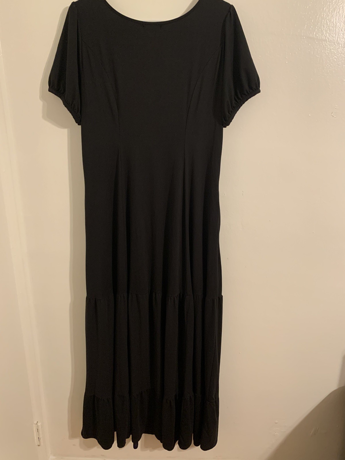 Hot Topic Black Empire Maxi Dress XL Pockets Goth Whimsigoth Lace Up Long VGC