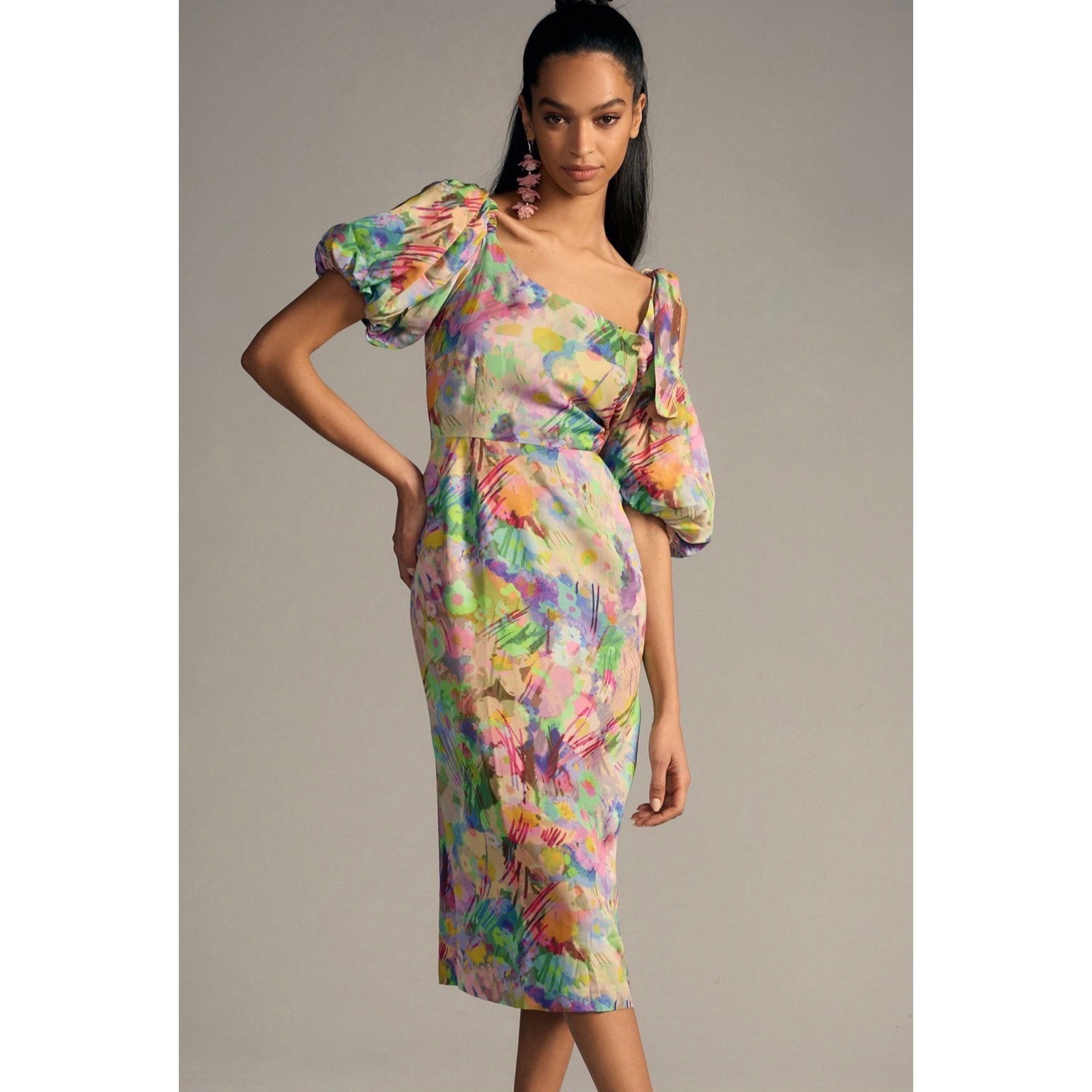 Anthropologie Plenty by Tracy Reese Off Shoulder Puff Sleeve Dress Size XSP