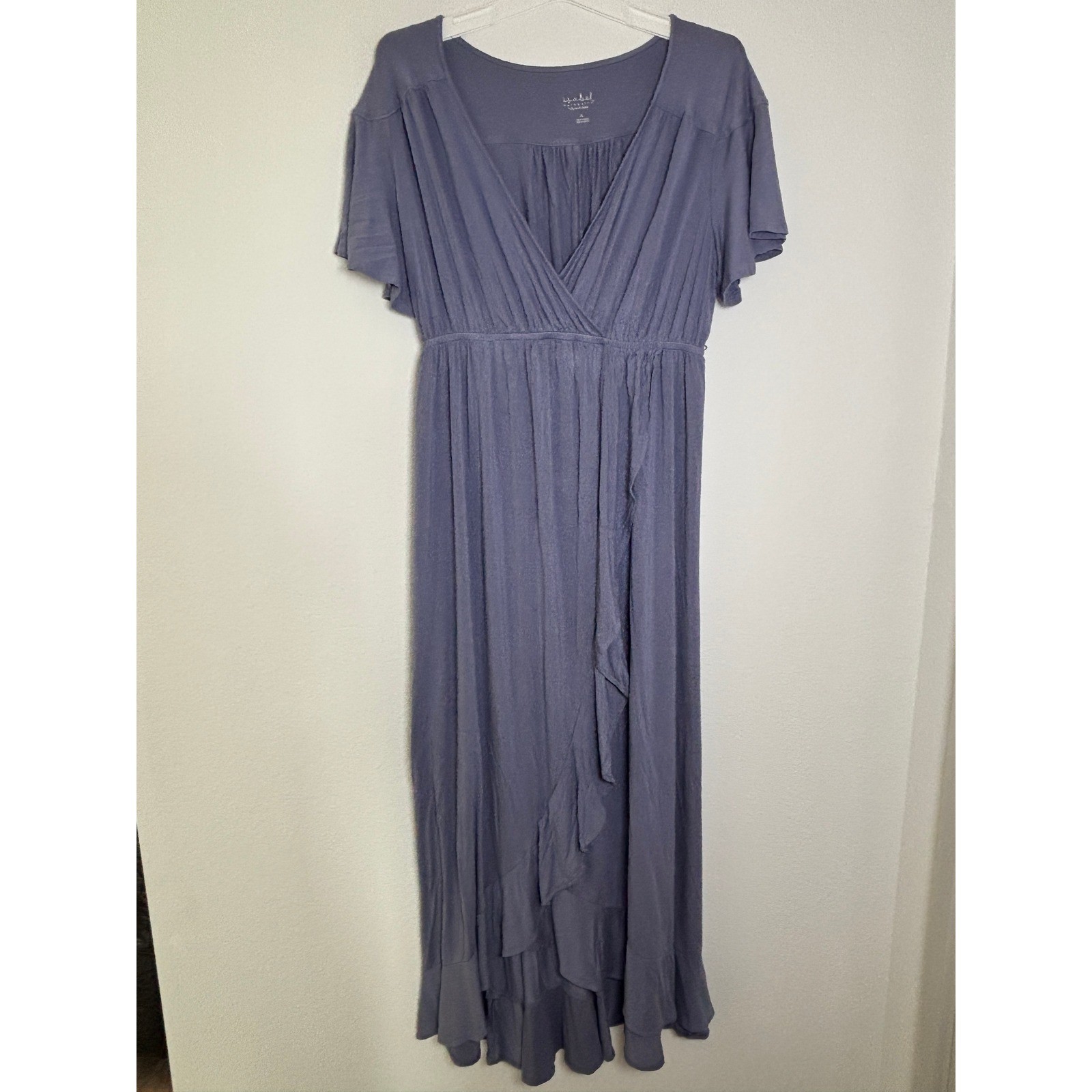 Isabel Maternity by Ingrid & Isabel Blue Purple Faux Wrap Maxi Dress XL Short