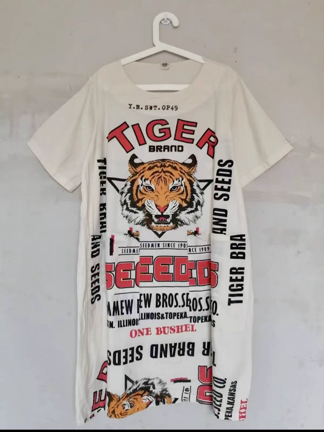 One size ​Vintage Flour Sack Design Tiger Print Dress