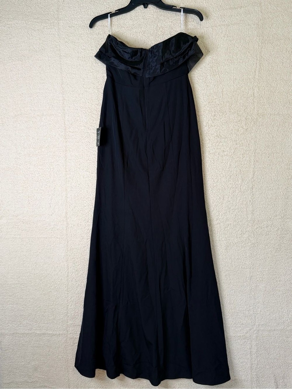 Lulus Black Strapless Fold-Over Maxi Dress Side Slit Size M NWT