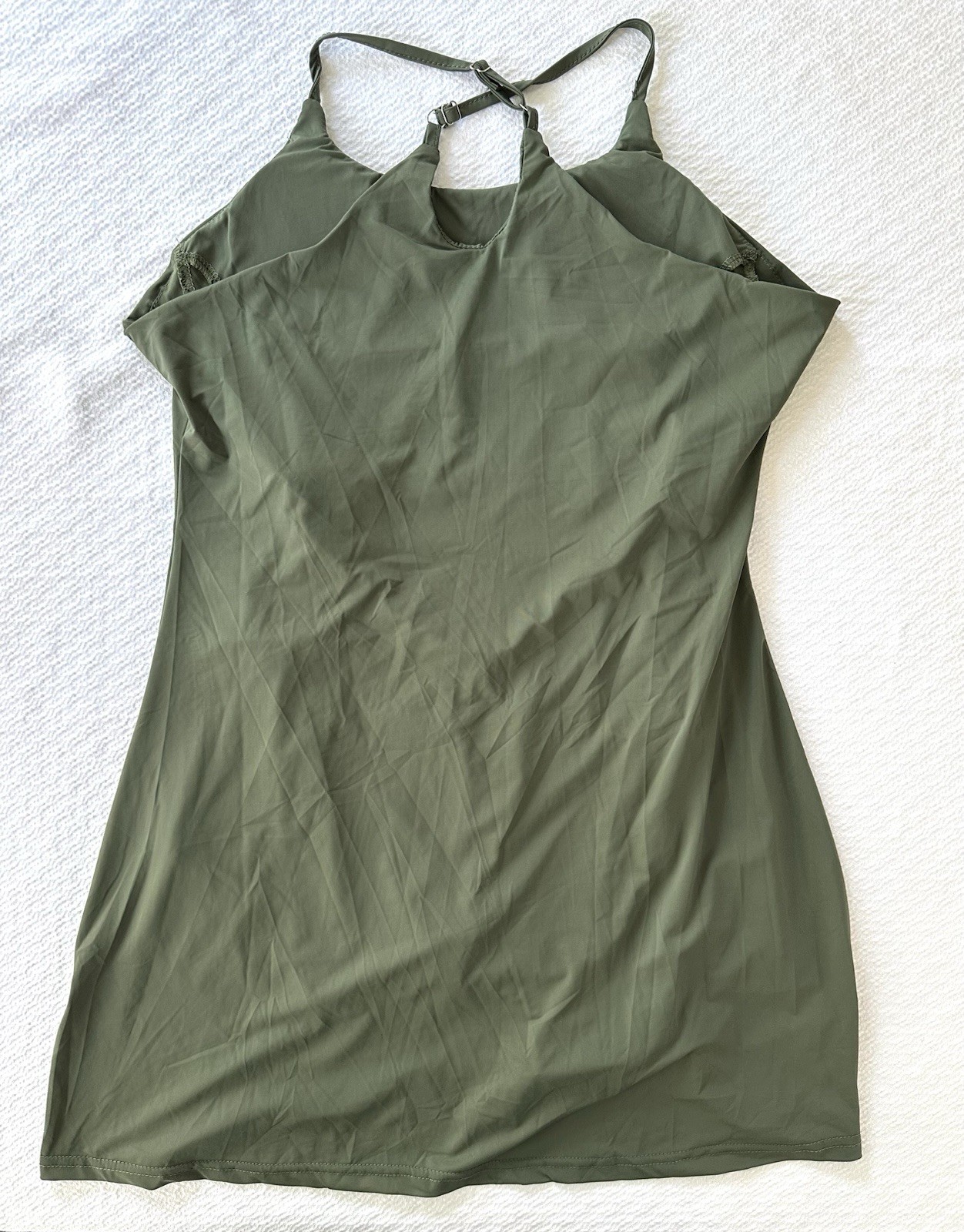 Athletic Tank Dress Cupped Shelf Bra & Shorts Women’s M Olive Green Yoga Workout