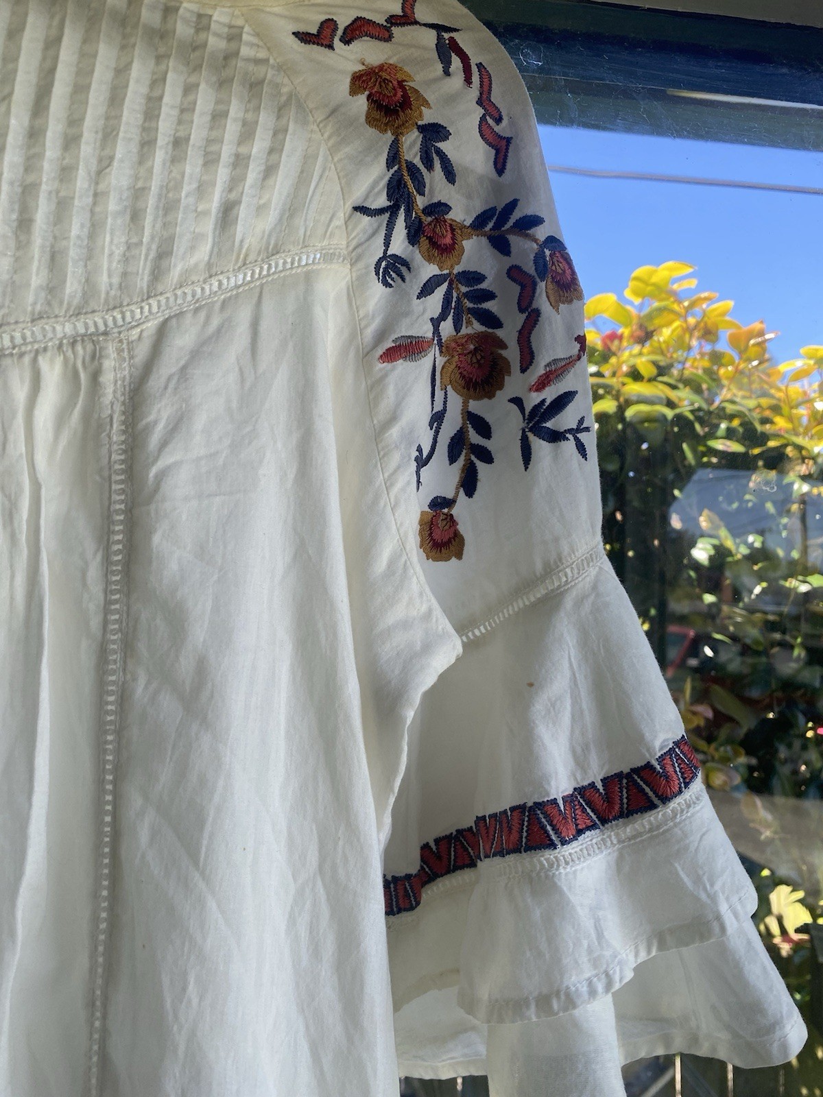 Free People Pavlo mini dress boho Victorian prairie ranch cowgirl embroidered M