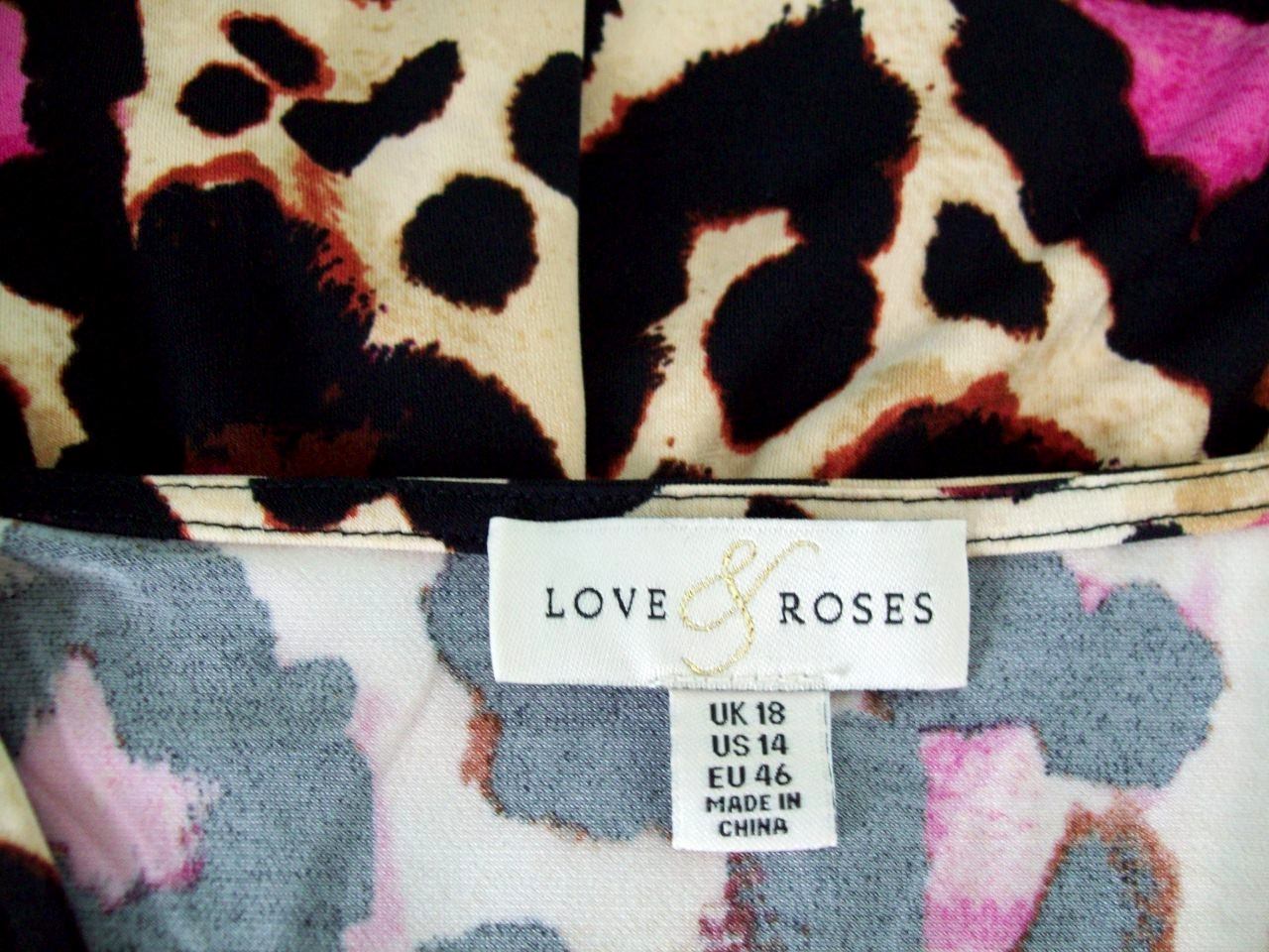 New Next Love & Roses Leopard Print Maxi Dress Size 18 Jersey Twist Holiday