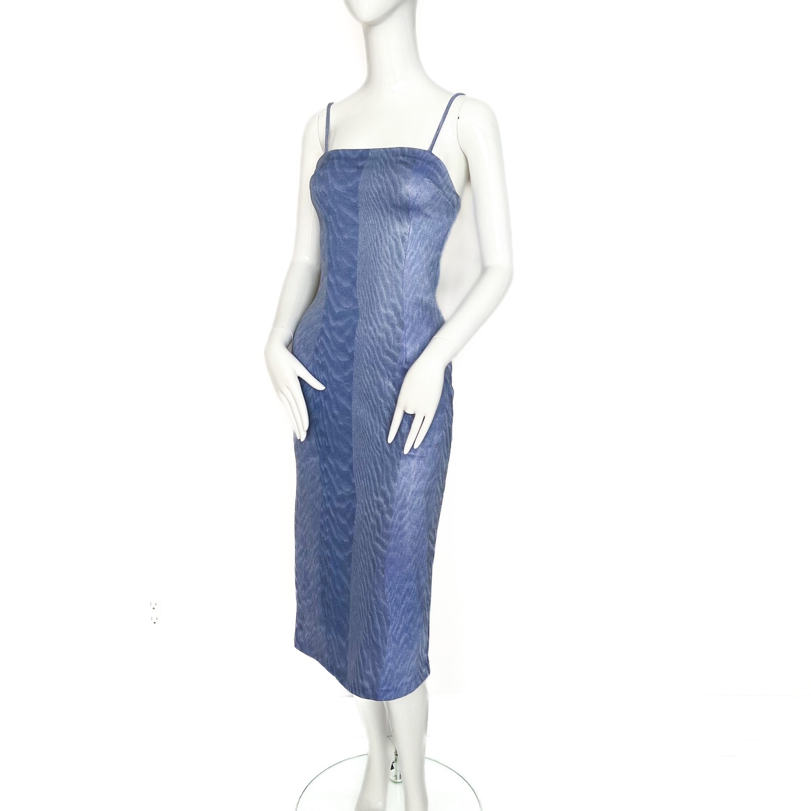 Cache by Alexia Admor | Midi Party Dress Cocktail Print Coated Bodycon Blue Sm