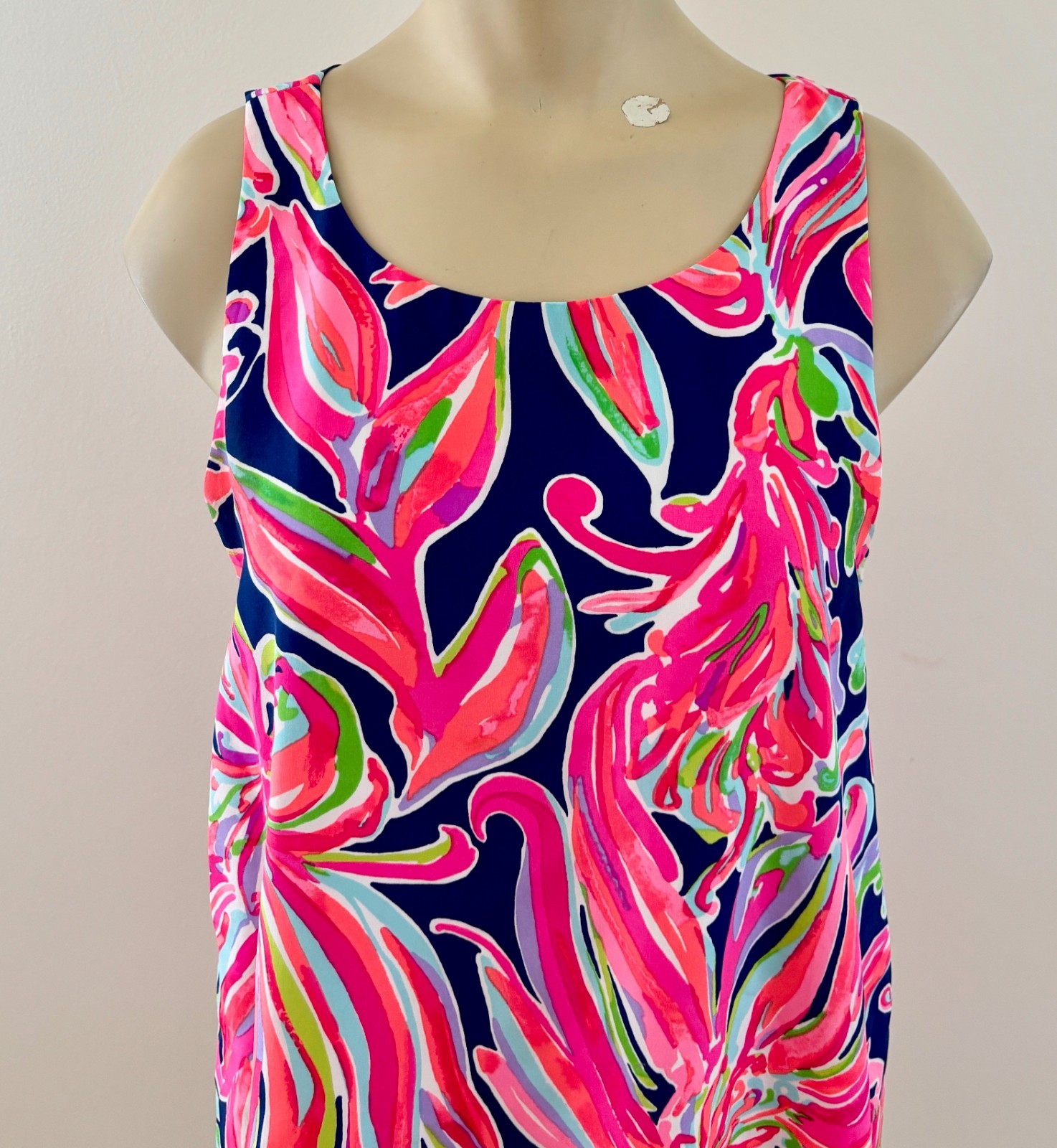 LILLY PULITZER JACKIE SHIFT Sz Small Resort Navy Banana Flambe’ 100% Silk Dress