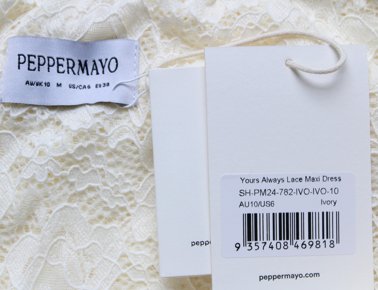 Peppermayo Women’s Your Always Lace Long Sleeve Maxi Dress CL8 Ivory Size US:6