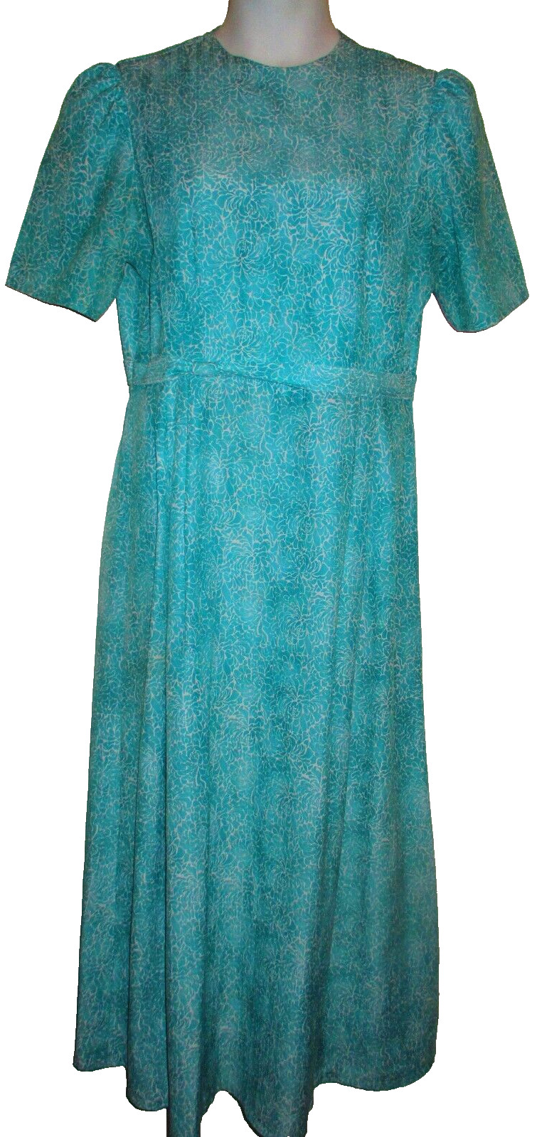 Mennonite Tall Cape Dress 44″Bust x 36″Waist White/Green Handmade Modest Modesty