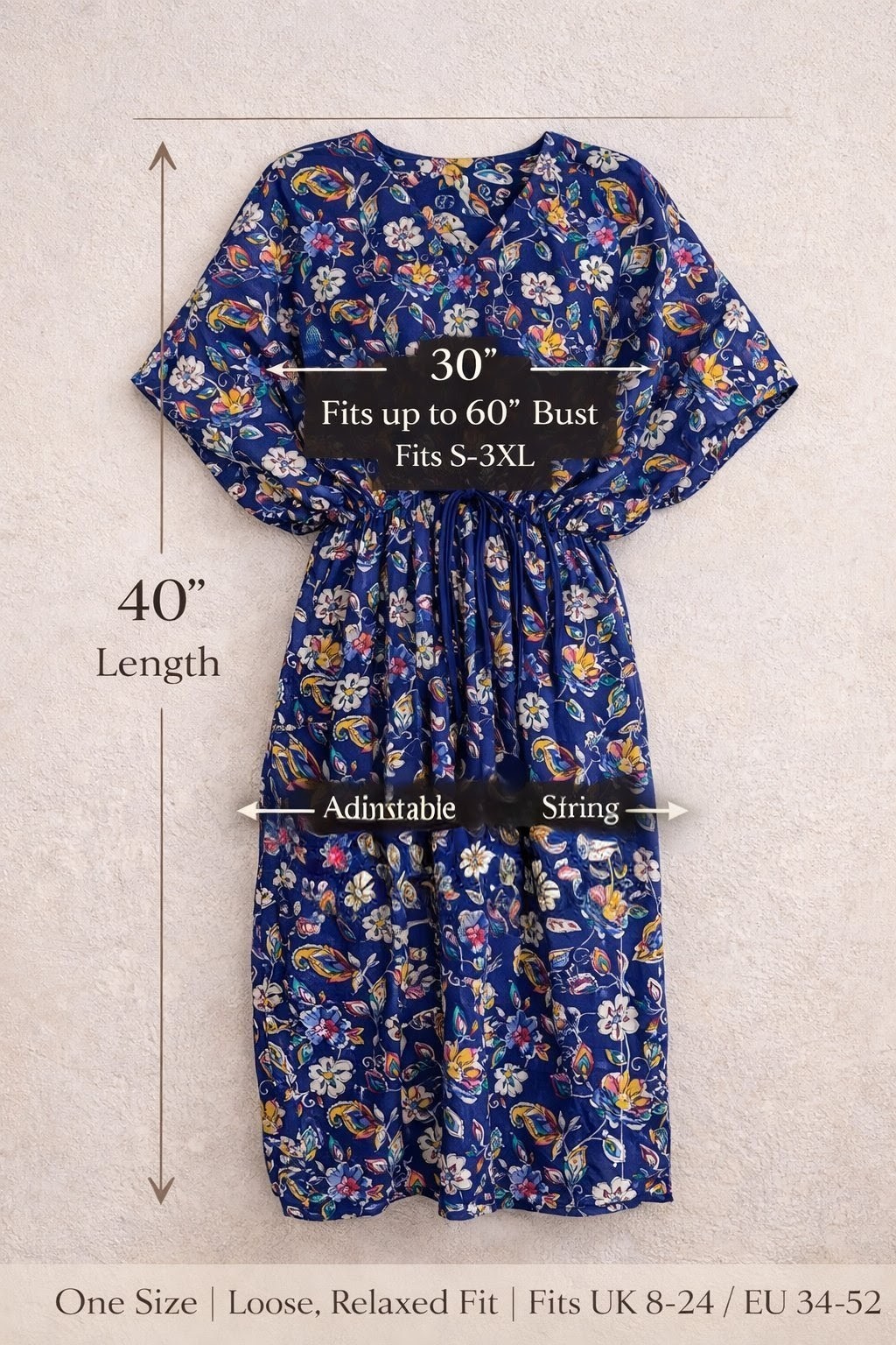 Indian Hand made Cotton Kaftan Dress Floral Print for Women All Season Caftan