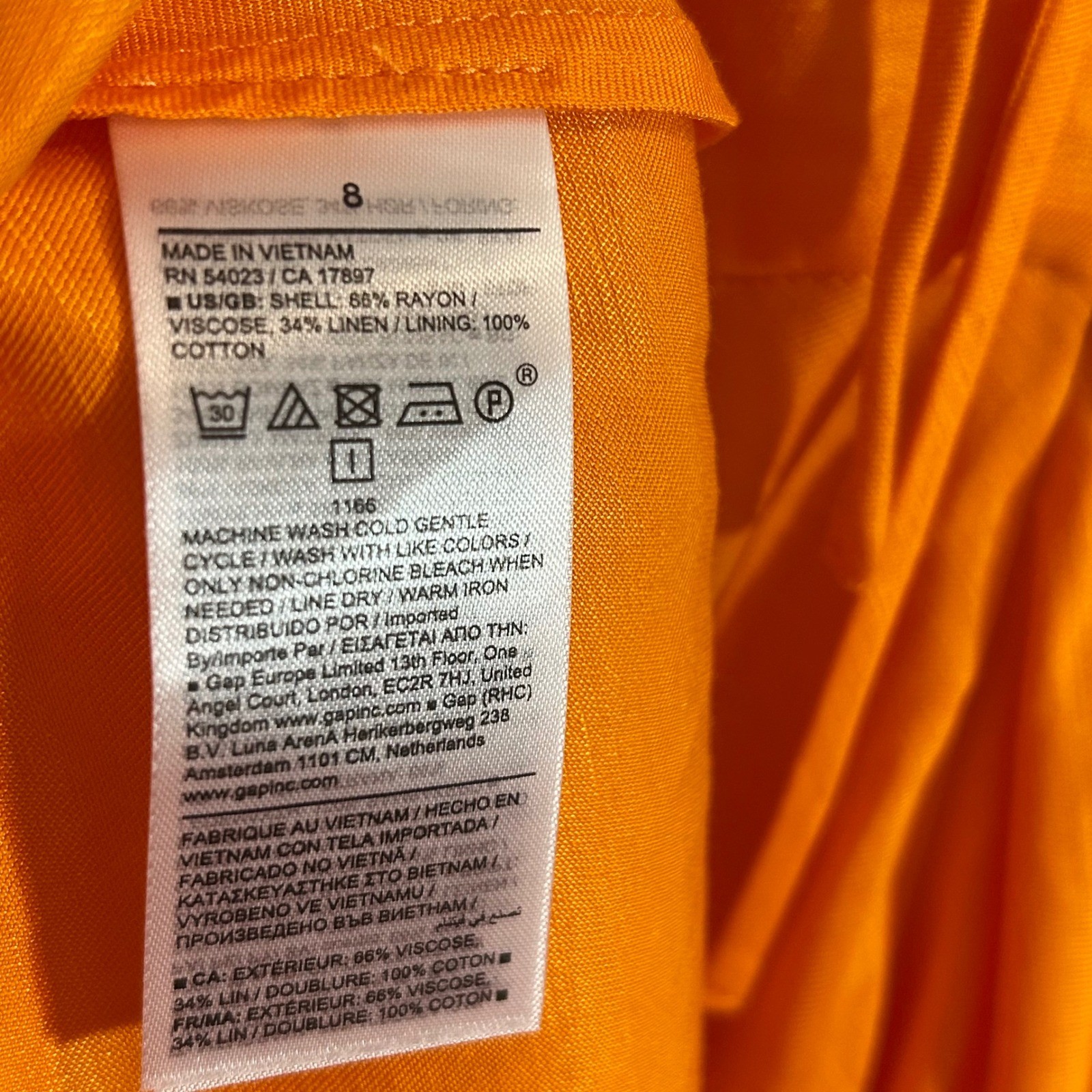 Banana Republic Womens Orange Rayon Linen Puff Sleeve V-Neck Maxi Dress Size 8