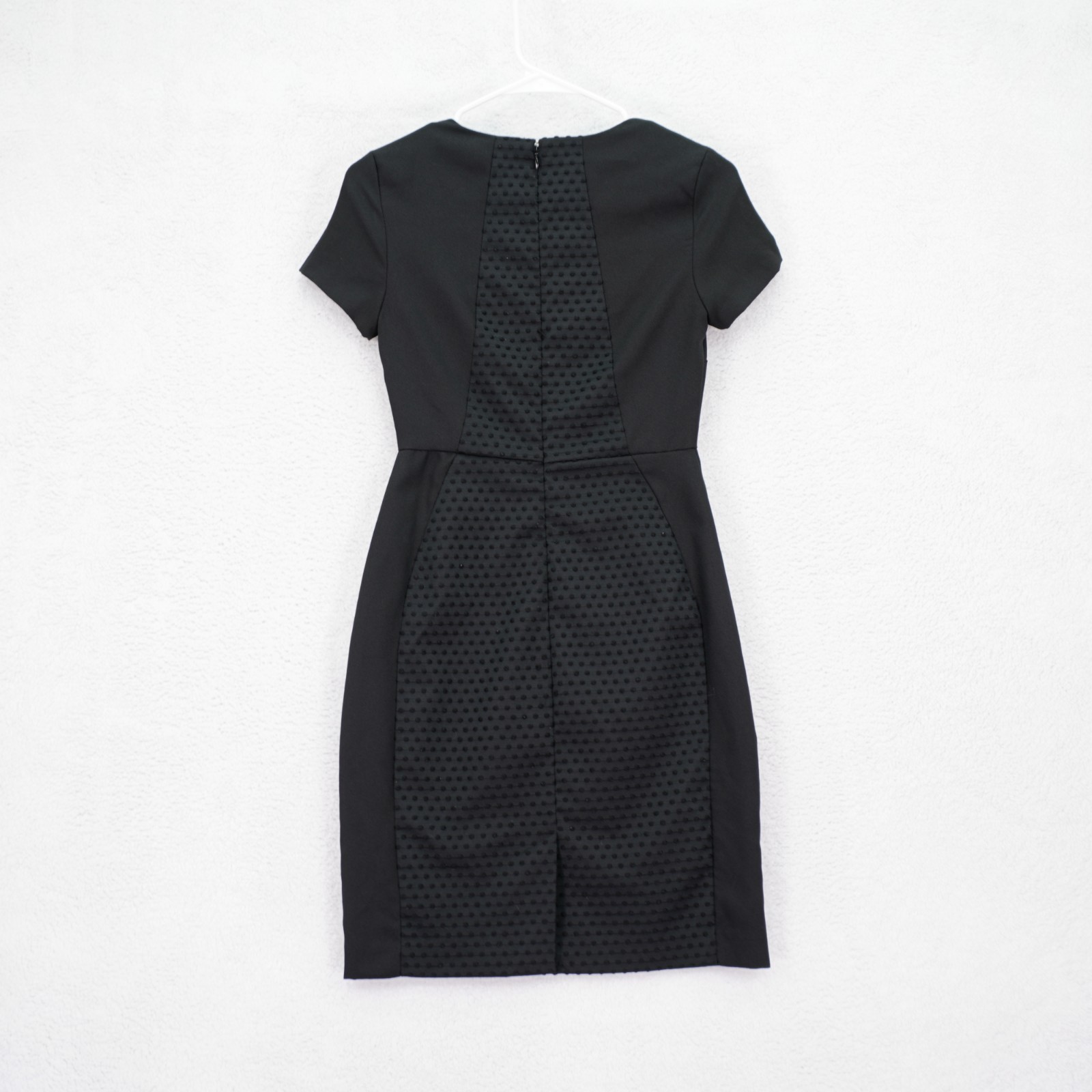 Banana Republic Black Polyester Spandex Sheath Dress Swiss Dot Petite 00P