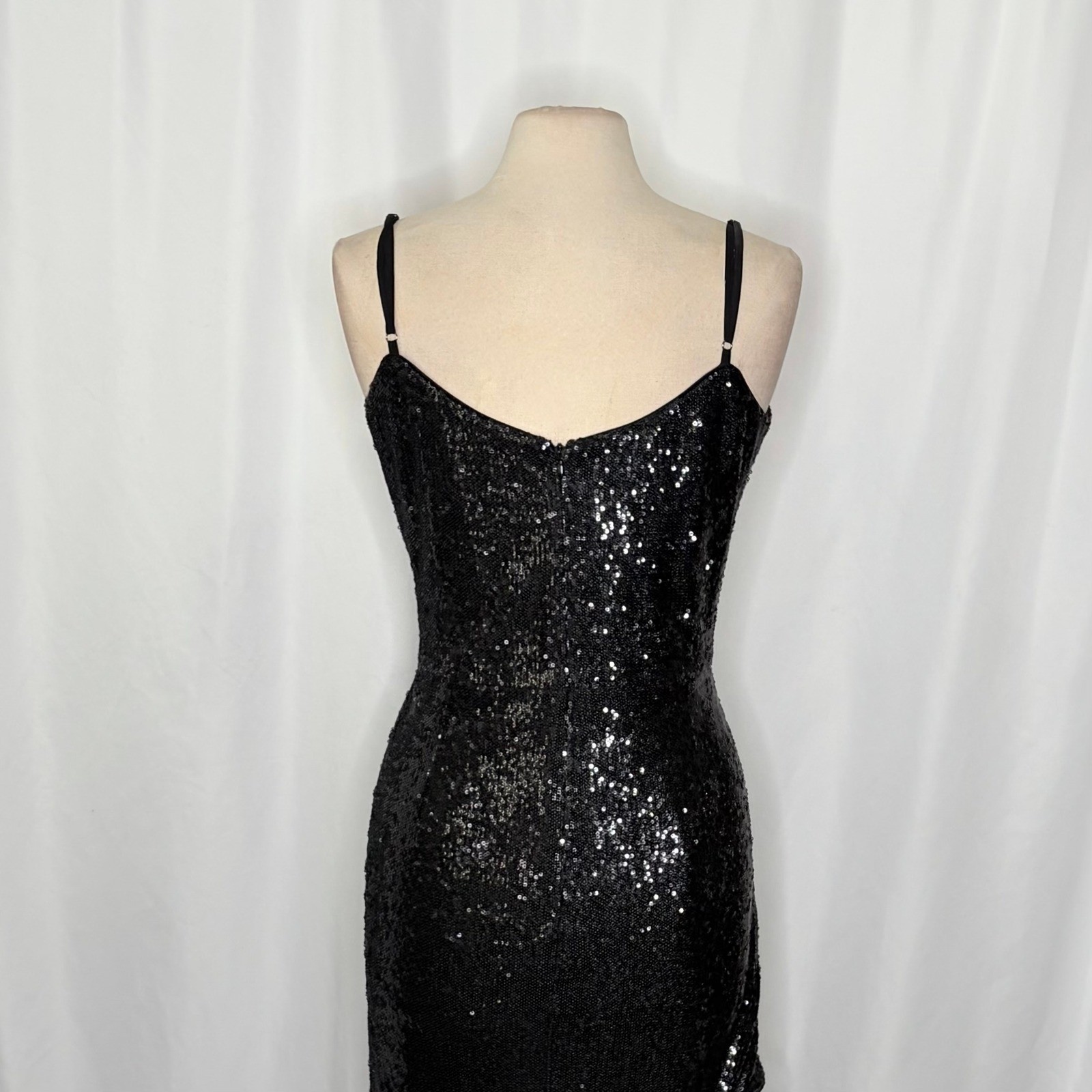 DRESS THE POPULATION Rosella Sequins Tassel Fringe Hem Dress Party X-Large