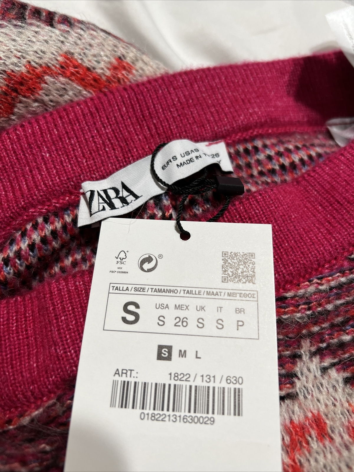 ZARA Floral JACQUARD KNIT Tunic Sweater Jumper Baggy & Straight Leg Pants Set S