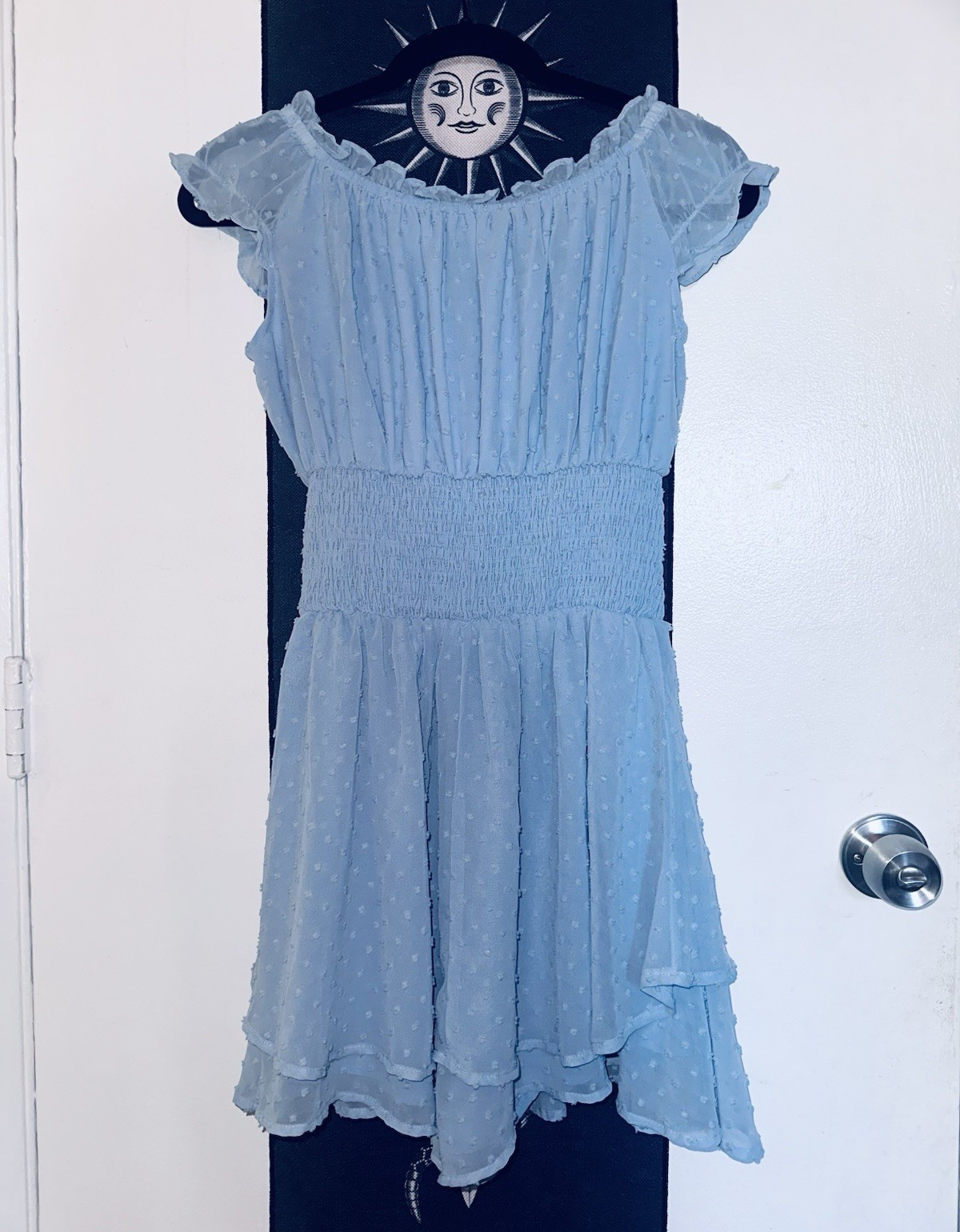 Women’s Blue Polka Dot Ruffled Romper