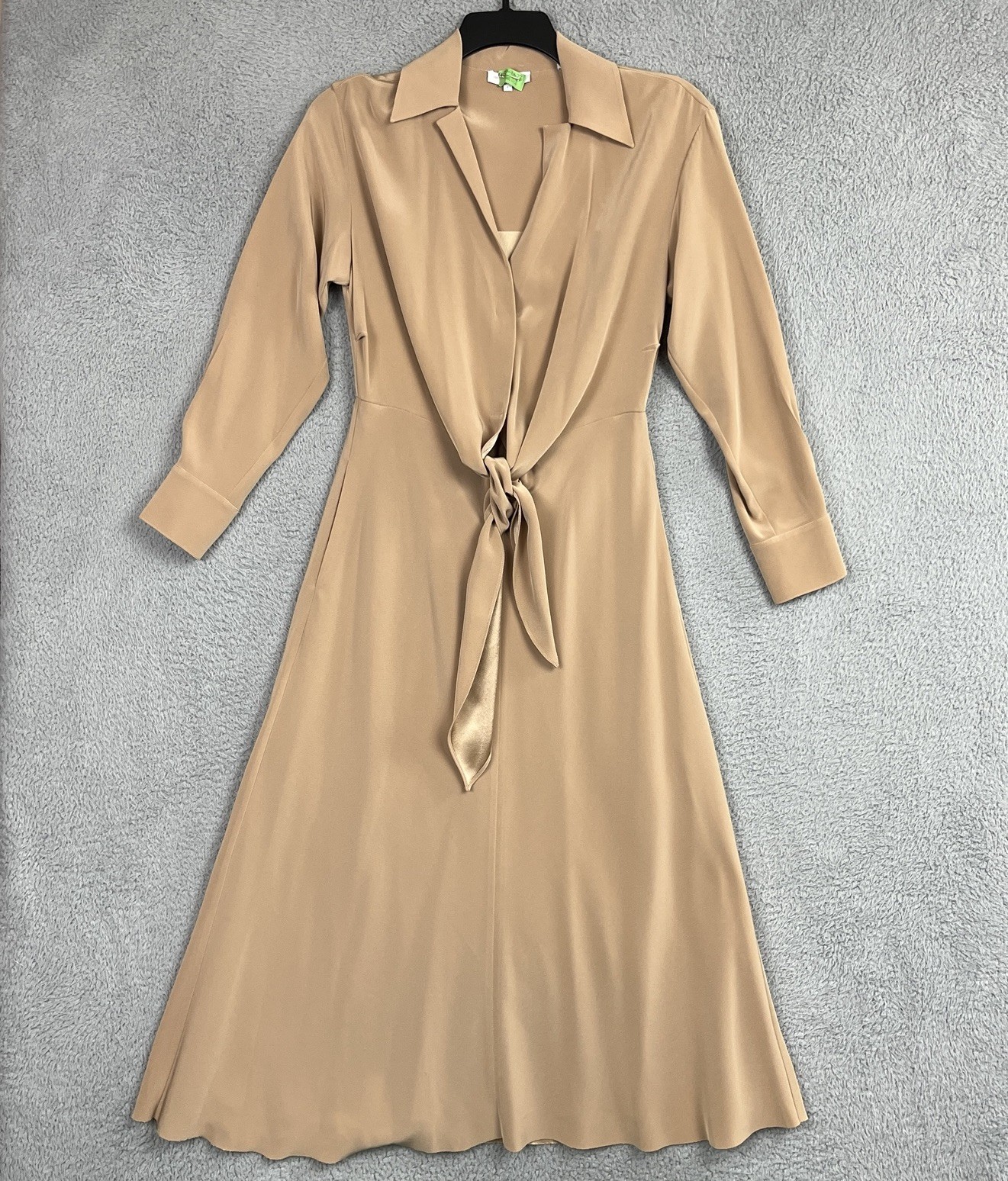 Vince Knotted Cady Dress Womens S Almond Quiet Luxury Midi To Maxi Career Chic