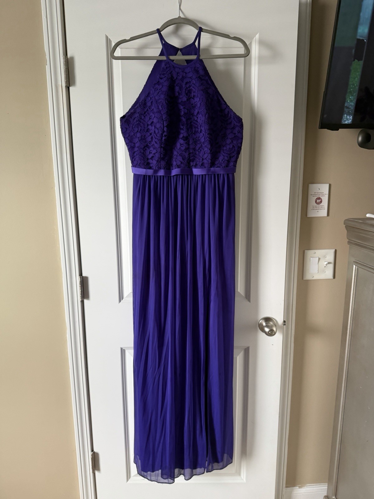 Social Bridesmaid Dress Maxi Purple Chiffon Sleeveless Sz 8