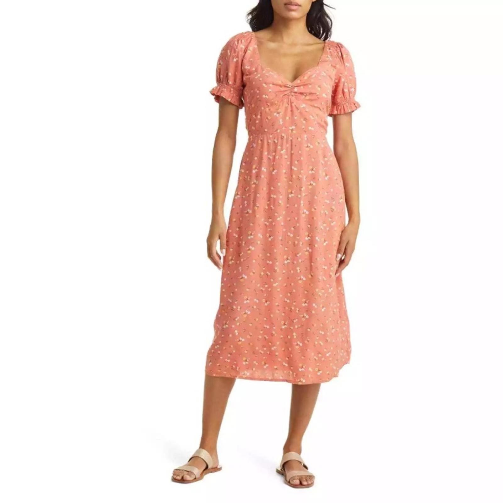 NWT Billabong Fell For You Floral Midi Dress In Terracotta Women’s Size XL