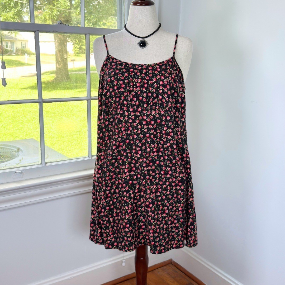Ditsy Floral Mini Cami Slip Dress XL Whimsigoth Granny Grunge Goth Kinderwhore