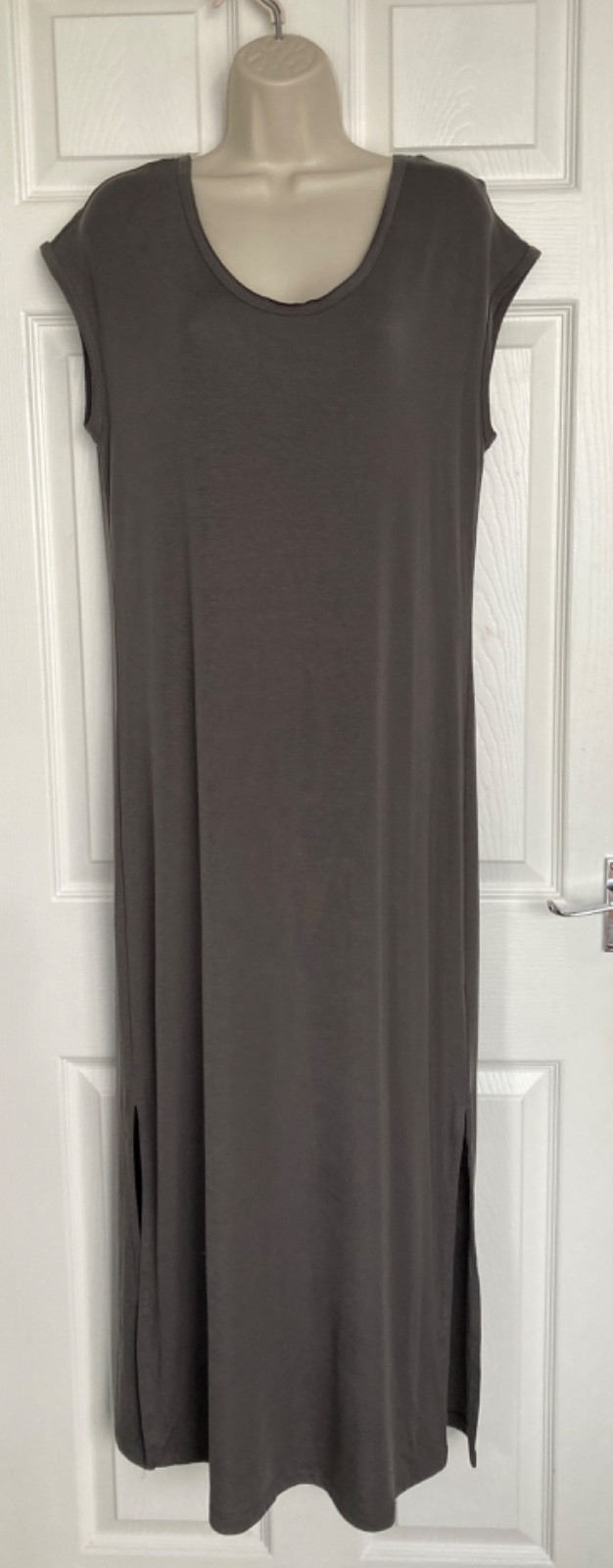 NEW NEXT Ladies Grey Soft Jersey Minimalist Sleeveless maxi Dress Size 8