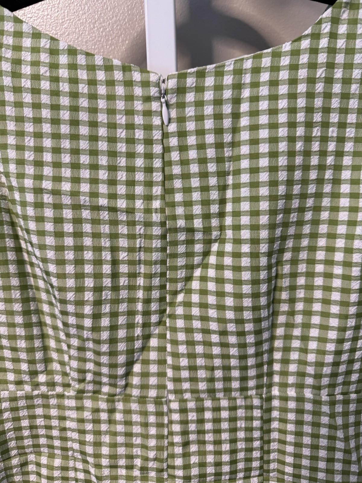 Kim Rogers Gingham Sheath Dress 4P Green White Coquette Cottagecore Preppy Mod