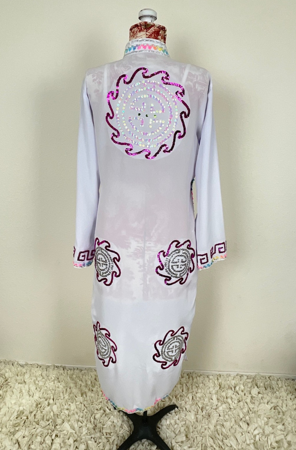 Chinese Dress COLORFUL SEQUIN Holiday New Year Performance Party Costume Sz L ?