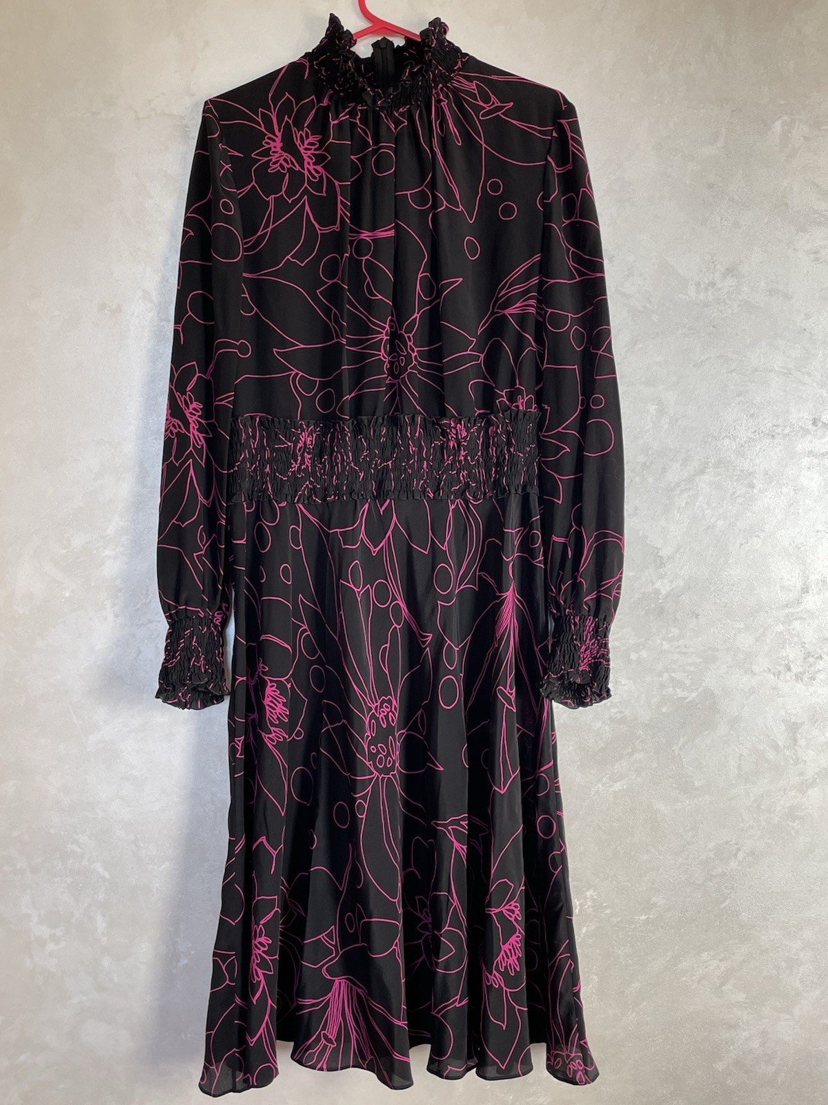 Akris Punto Silk dress in black neon pink Sz. 12